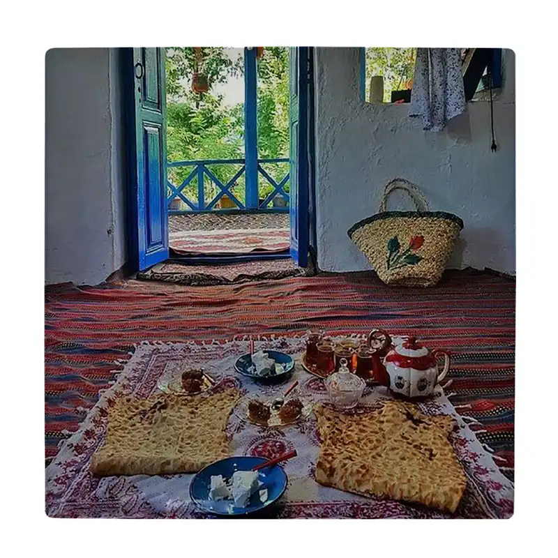 کاشی کارنیلا طرح خانه و صبحانه سنتی ایرانی مدل لوحی کد klh2348