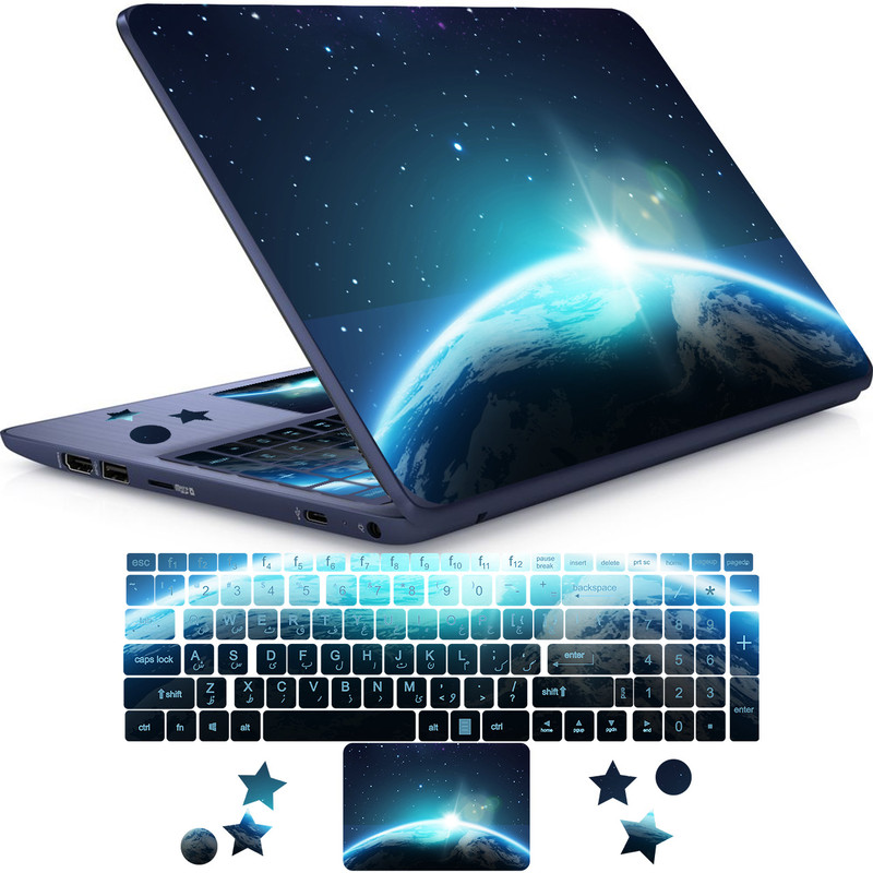 استیکر لپ تاپ راتیانا مدل space16 مناسب برای لپ تاپ 15 تا 17 اینچ به همراه برچسب حروف فارسی کیبورد
