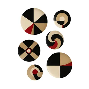 بشقاب دیوارکوب سفالی طرح مدرن کد 97 مجموعه 6 عددی