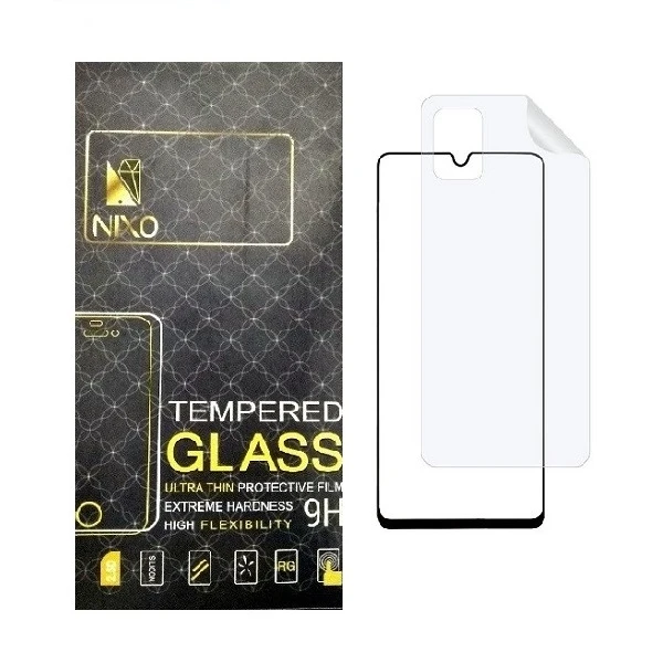 محافظ صفحه نمایش نیکسو مدل FUL مناسب برای گوشی موبایل سامسونگ Galaxy A51 به همراه محافظ پشت گوشی 
