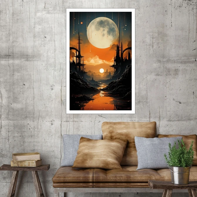 تابلو نوری بکلیت طرح نقاشی غروب خورشید مدل W-MID-17686