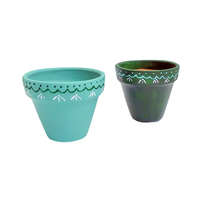 گلدان سفالی طرح چین چین بسته 2 عددی