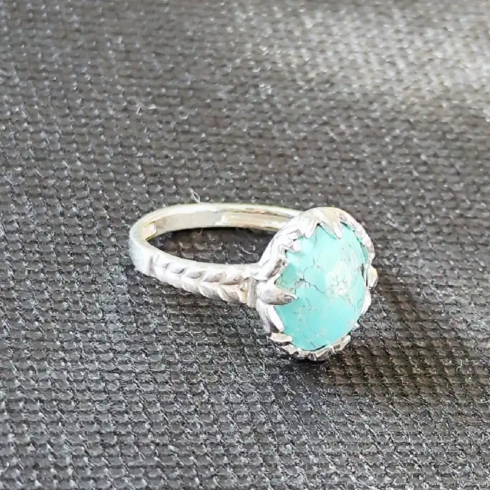 انگشتر نقره زنانه مدل فیروزه نیشابور کد 3300