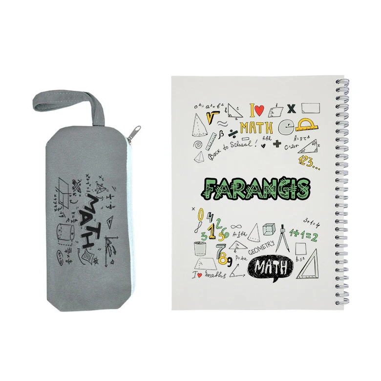 دفتر مشق 50 برگ طرح ریاضی مدل فرنگیس به همراه جامدادی