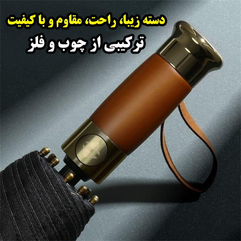 چتر 10 پره گلد ایر مدل Metal-Wood کد MUSAN قطر 116 سانتی‌متر