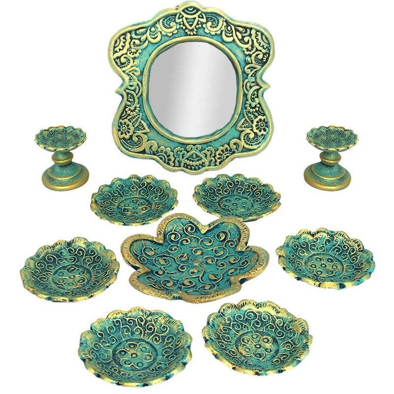 مجموعه ظروف هفت سین 10 پارچه مدل اسلیمی