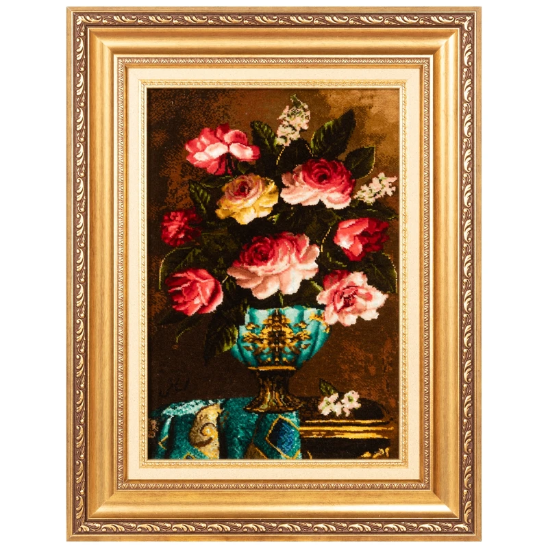 تابلو فرش دستباف سی پرشیا طرح گل در گلدان کد 904311