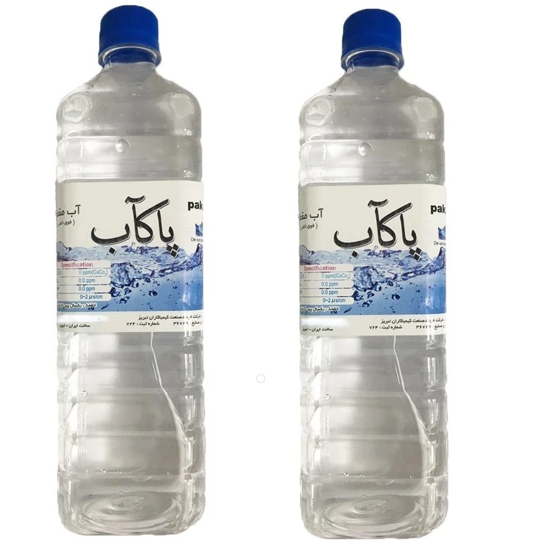 آب مقطر پاکآب مدل p1 حجم 1000 میلی لیتر بسته 2 عددی