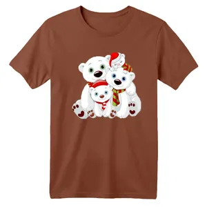 تی شرت آستین کوتاه بچگانه مدل خرس کریسمس کد 1 رنگ موکایی