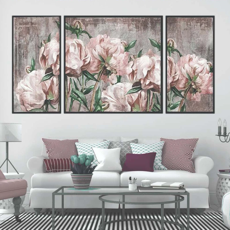 تابلو بکلیت طرح دیجیتال آرت مدل B-2048 فریم مشکی مجموعه 3 عددی