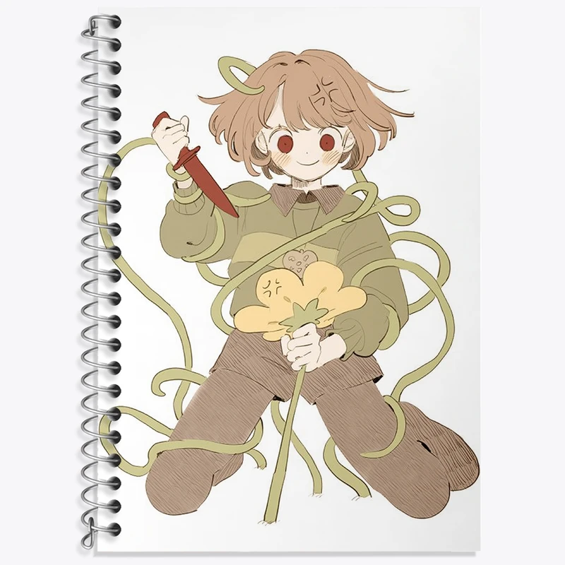 دفتر زبان 50 برگ خندالو مدل سه خط طرح بازی آندرتیل (Undertale) کد 31750