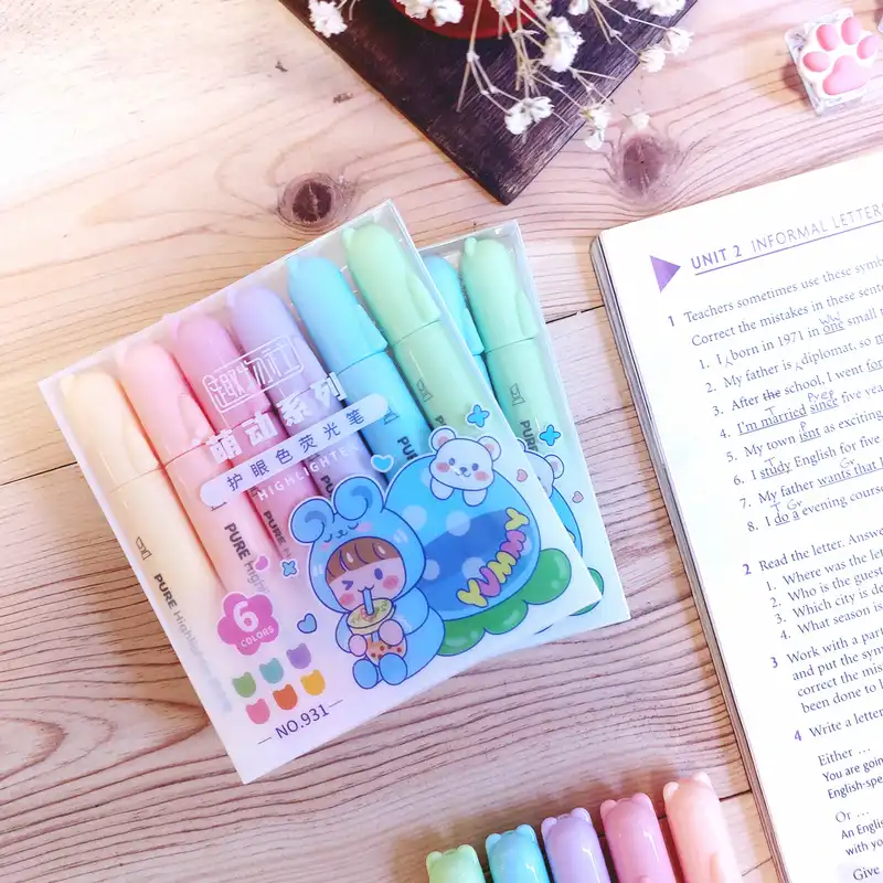 ماژیک علامت گذار طرح Cat مدل پاستلی بسته 6 عددی