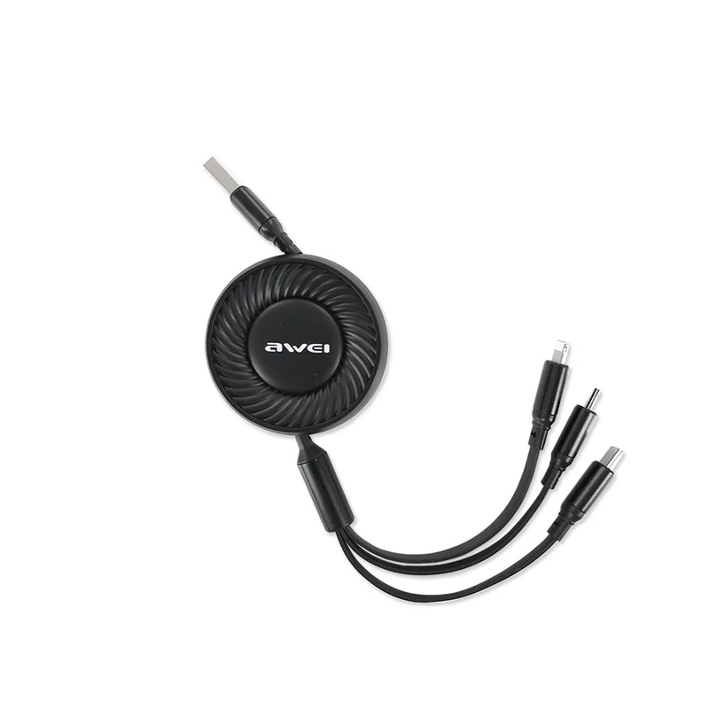 کابل تبدیل USB به microUSB /USB-C / لایتنینگ اوی مدل CL136 Retract طول 1 متر