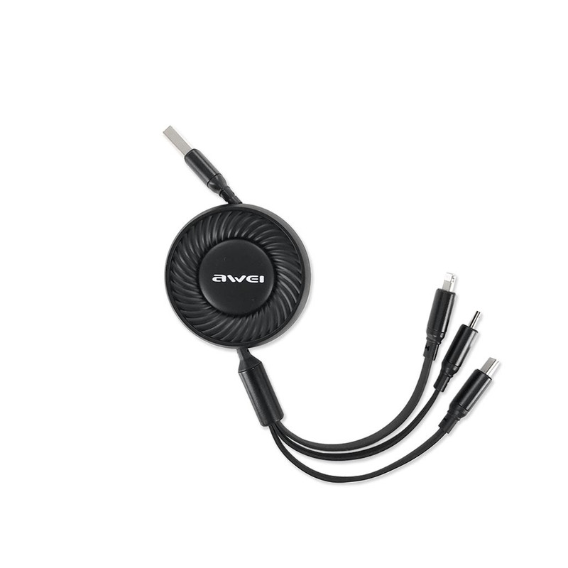 کابل تبدیل USB به microUSB /USB-C / لایتنینگ اوی مدل CL136 Retract طول 1 متر