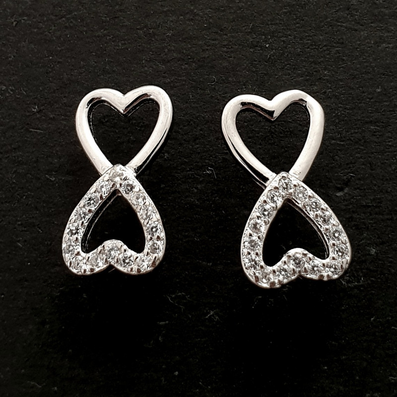 نیم ست نقره زنانه مدل دو قلب کد A367