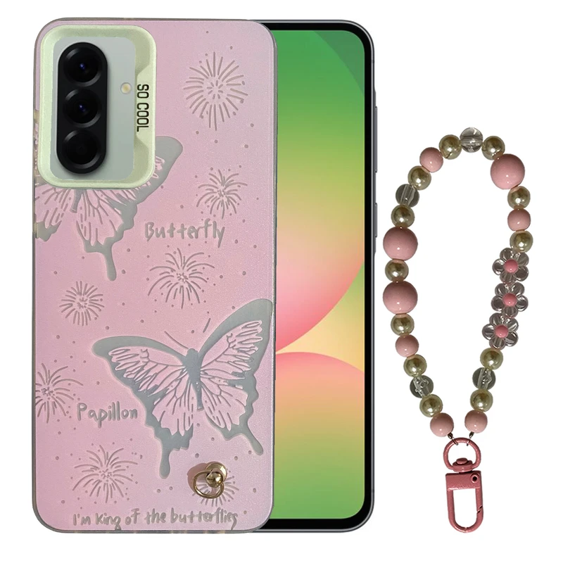 کاور مدل SO COOL طرح پروانه کد SC01 مناسب برای گوشی موبایل سامسونگ Galaxy A56 به همراه بند آویز