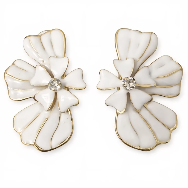 گوشواره میخی زنانه مدل گل مینا کاری شده