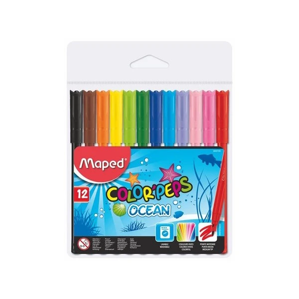 ماژیک رنگ آمیزی مپد سری Color Peps مدل Ocean - بسته 12 رنگ
