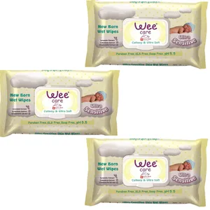 دستمال مرطوب کودک وی کر مدل Ultra Sensitive سه بسته 63 عددی 