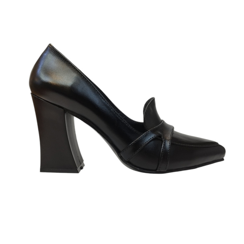 کفش زنانه مدل PZM 418 CHR چرم طبیعی رنگ مشکی