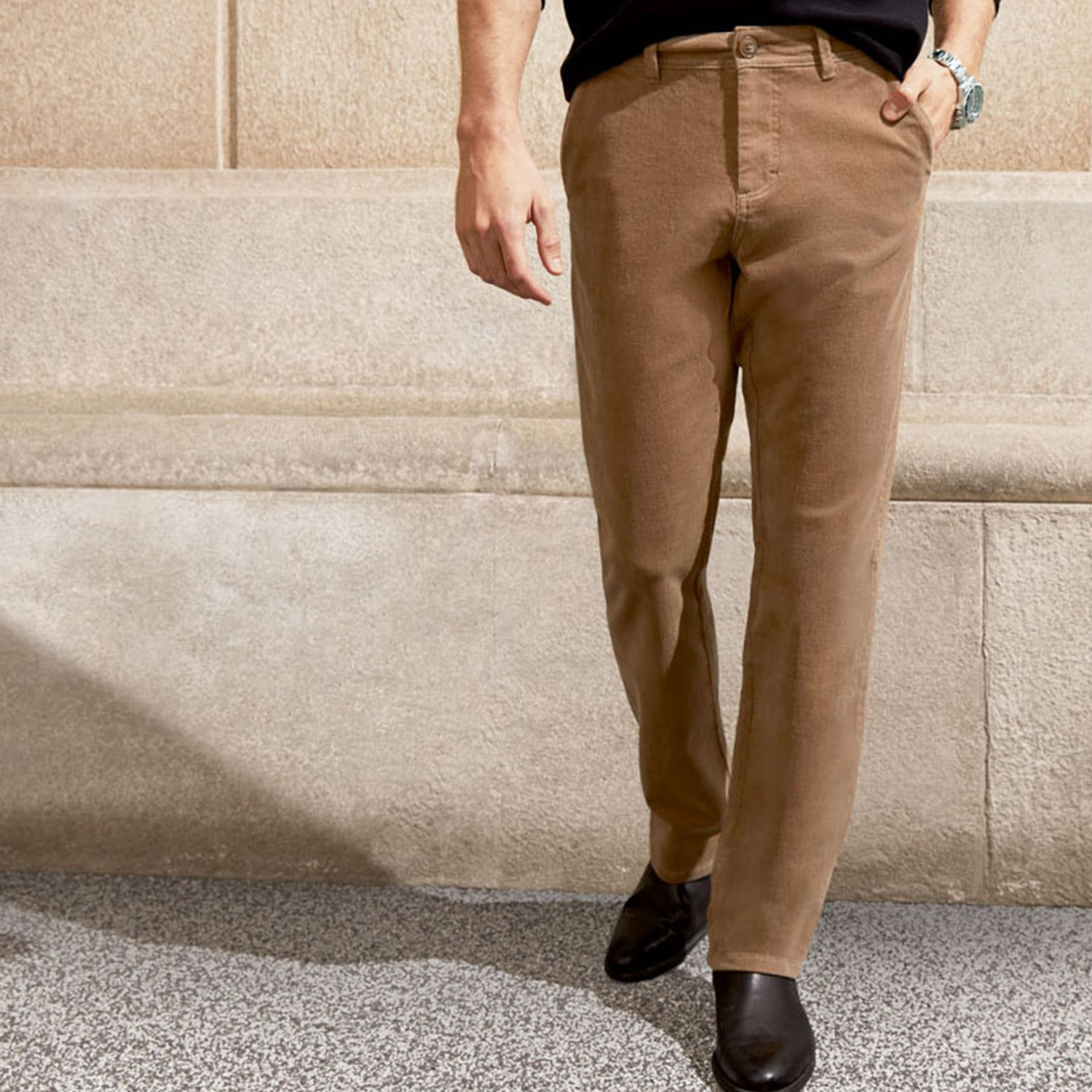 شلوار مردانه لیورجی مدل مخمل کبریتی کد Prestigious2022 رنگ شتری