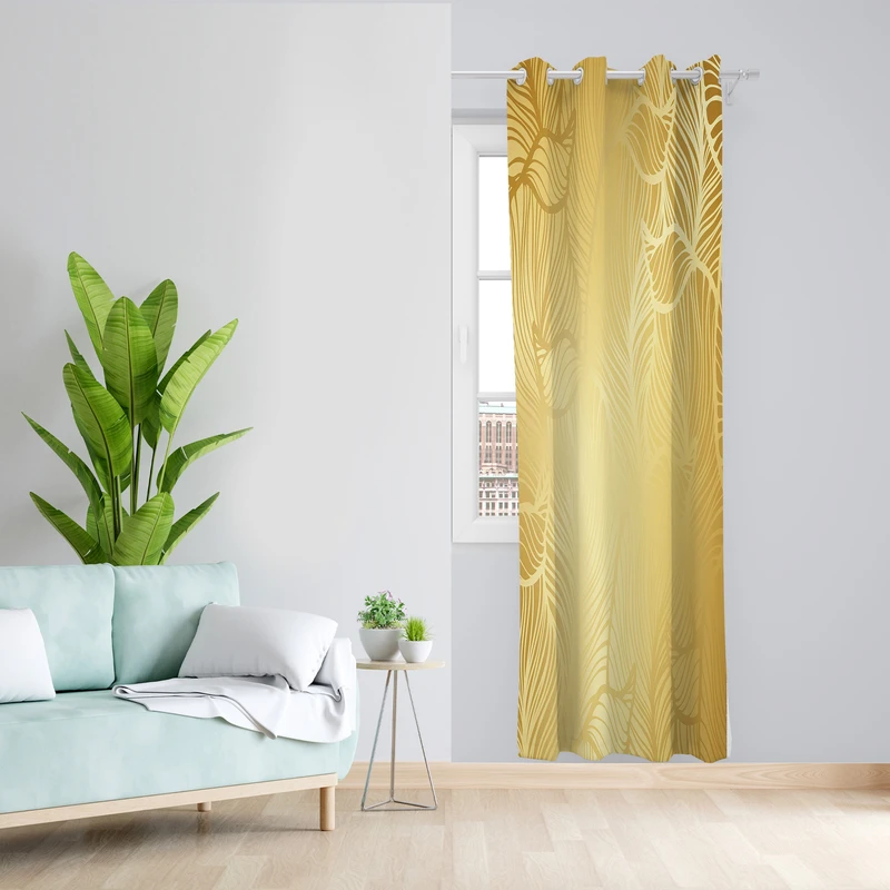 پرده طرح برگ مدل مخمل پانچی کد 2607 z سایز 140x200 سانتی متر