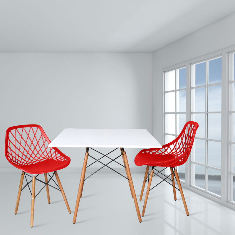 میز و صندلی ناهارخوری دو نفره مدل الماس فایبرگلاس پایه ایفلی MS