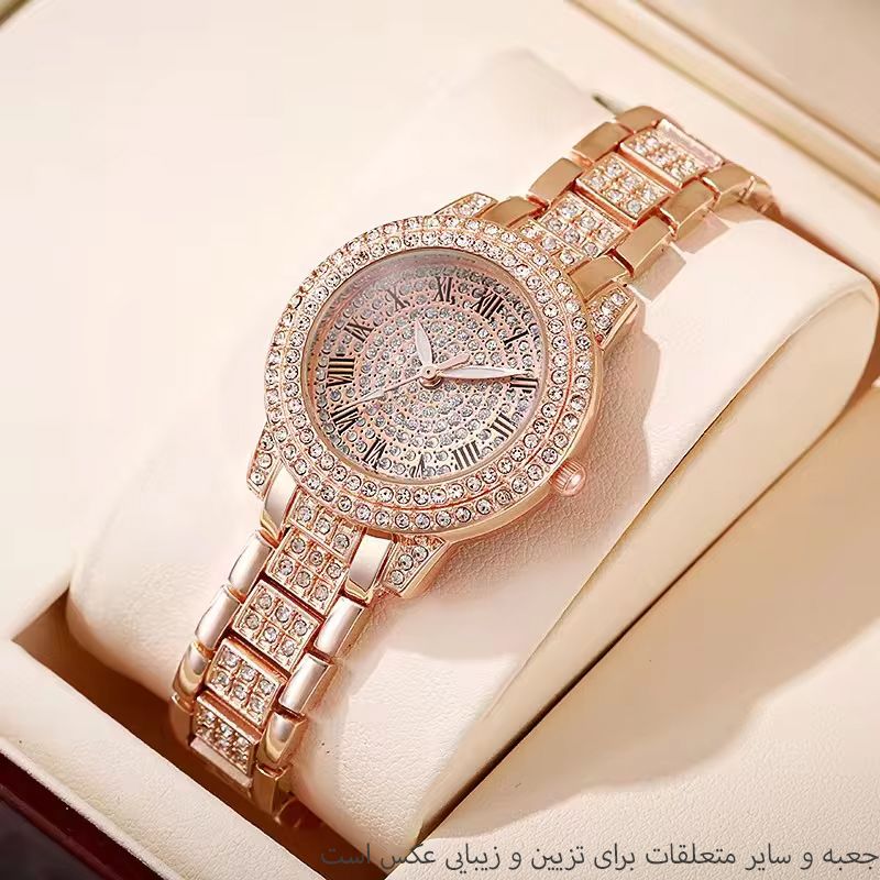 ساعت مچی عقربه ای زنانه مدل فول نگین یونان کد ROZ1 - - 5