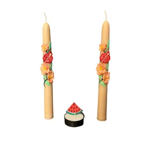 شمع دست‌ساز بدون‌بو مدل  یلدا و وارمری هندوانه زمان اتمام 2  ساعت مجموعه 3 عددی