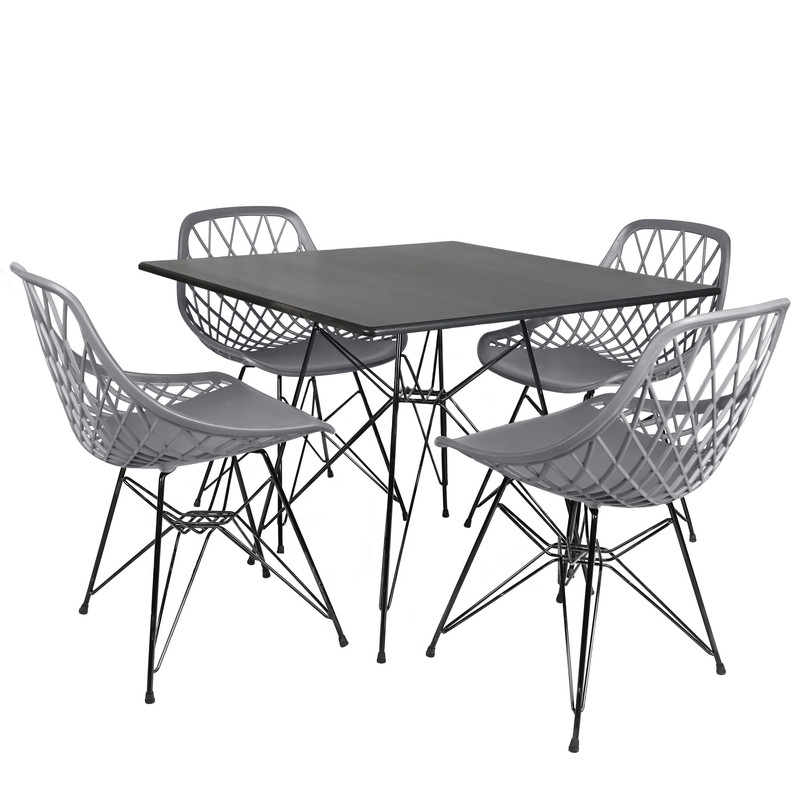 میز و صندلی ناهارخوری چهار نفره مدل الماس فایبرگلاس پایه فلزی MM