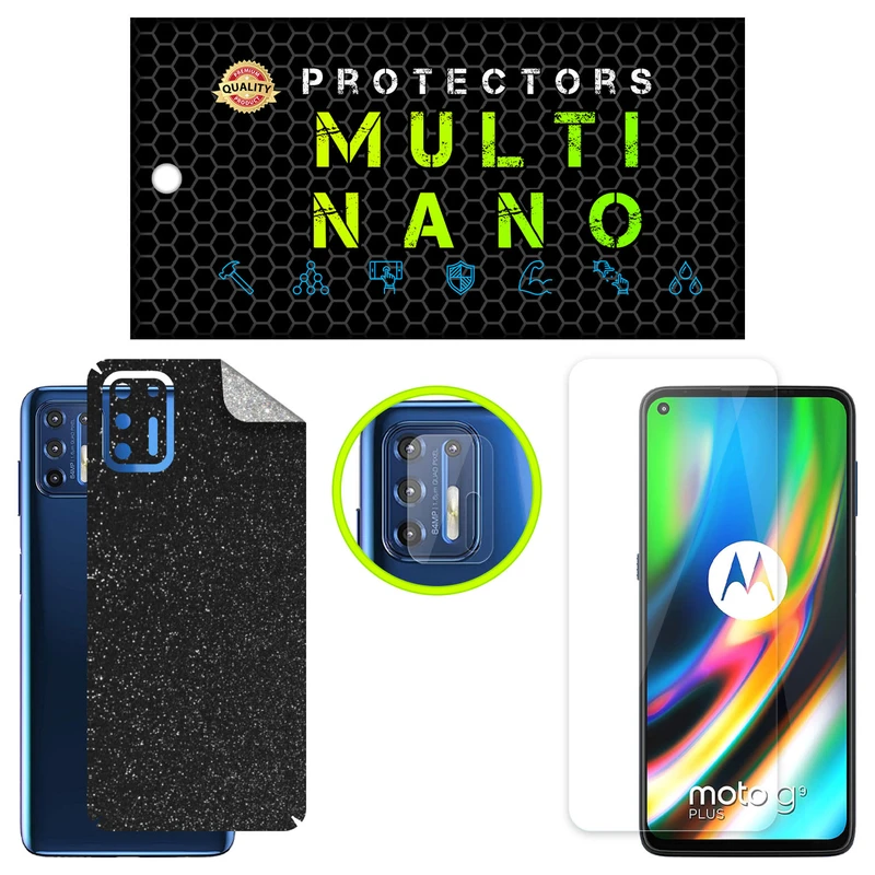 محافظ صفحه نمایش مولتی نانو مدل X-SLFG مناسب برای گوشی موبایل موتورولا Moto G9 Plus به همراه برچسب پوششی و محافظ لنز دوربین