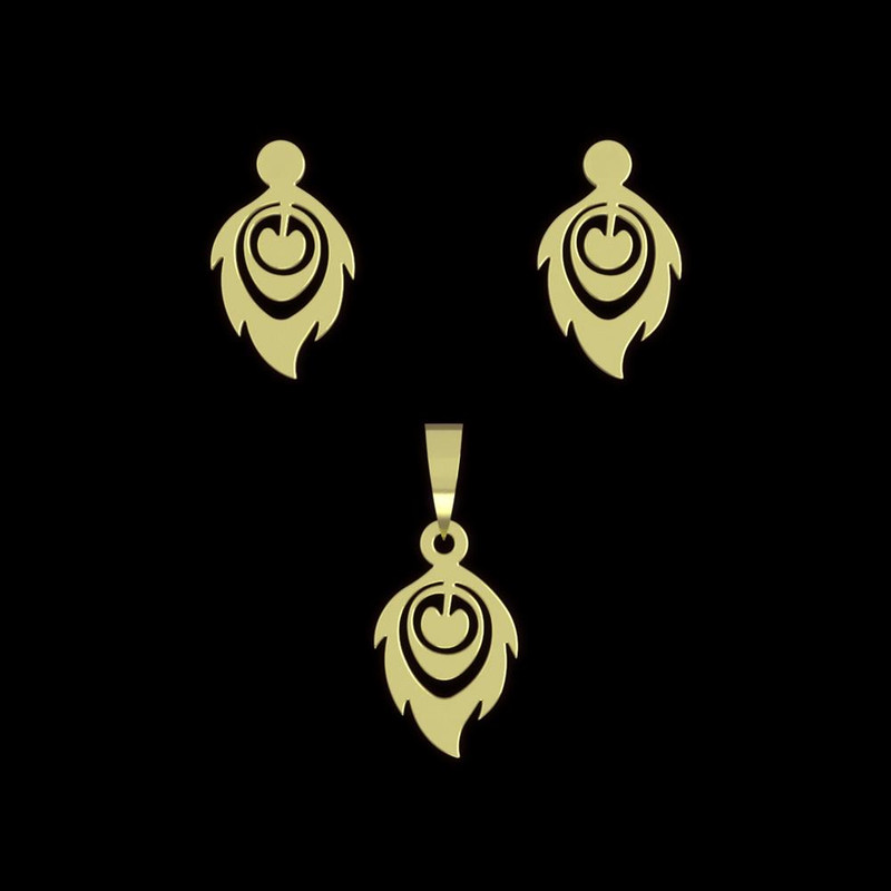 نیم ست طلا 18 عیار زنانه مدوپد مدل برگ کد NA10633