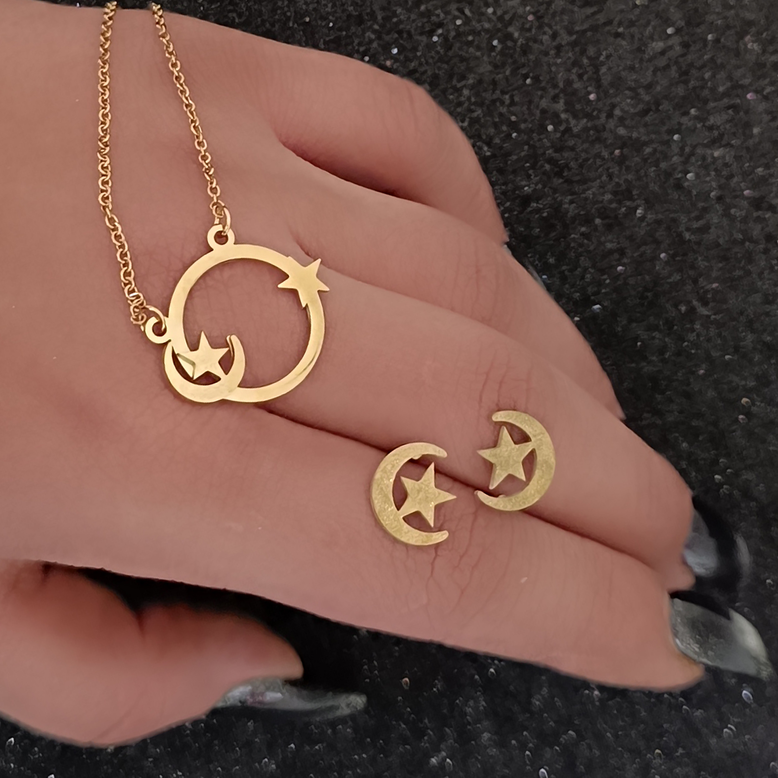 نیم ست زنانه طرح ماه و ستاره کد RKH_1744