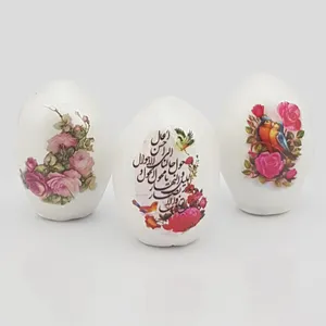 تخم مرغ تزیینی هفت سین طرح گل و بلبل کد FF006 مجموعه 3 عددی