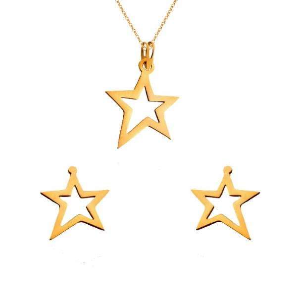 نیم ست طلا 18 عیار زنانه قیراط طرح ستاره کد GH4675