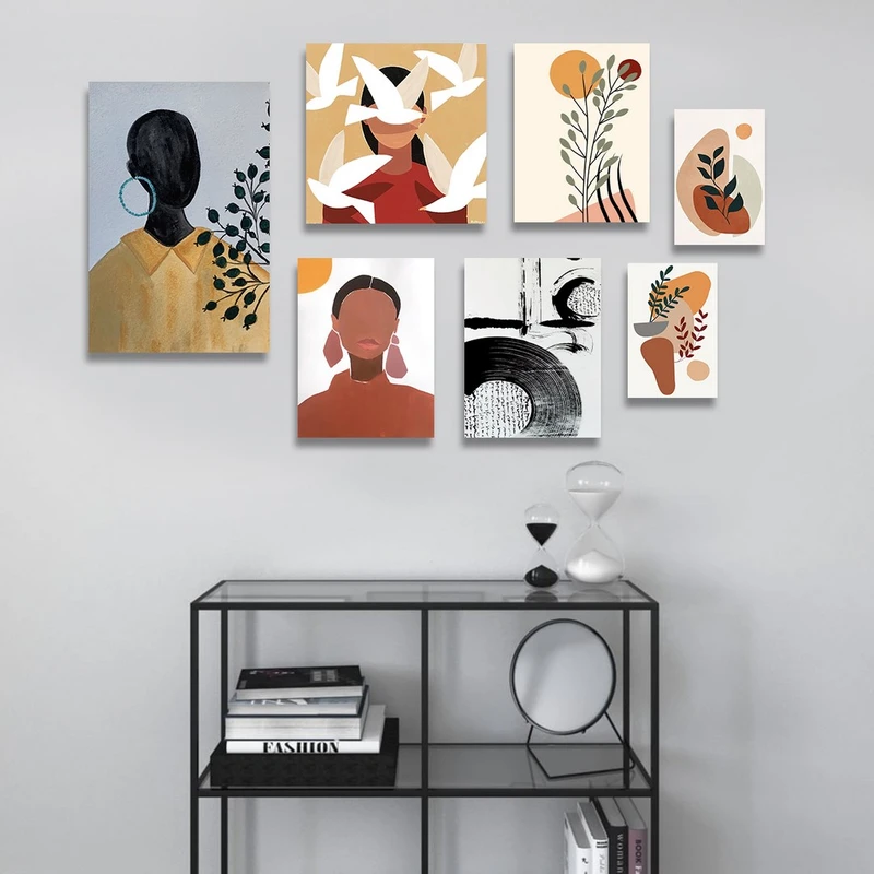 تابلو شاسی بکلیت طرح دکوری مدرن سبک مینیمال آرت مدل SH-1489 مجموعه 7 عددی