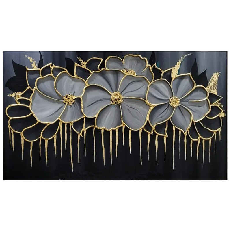 تابلو نقاشی ورق طلا طرح گل نقش برجسته کد 880