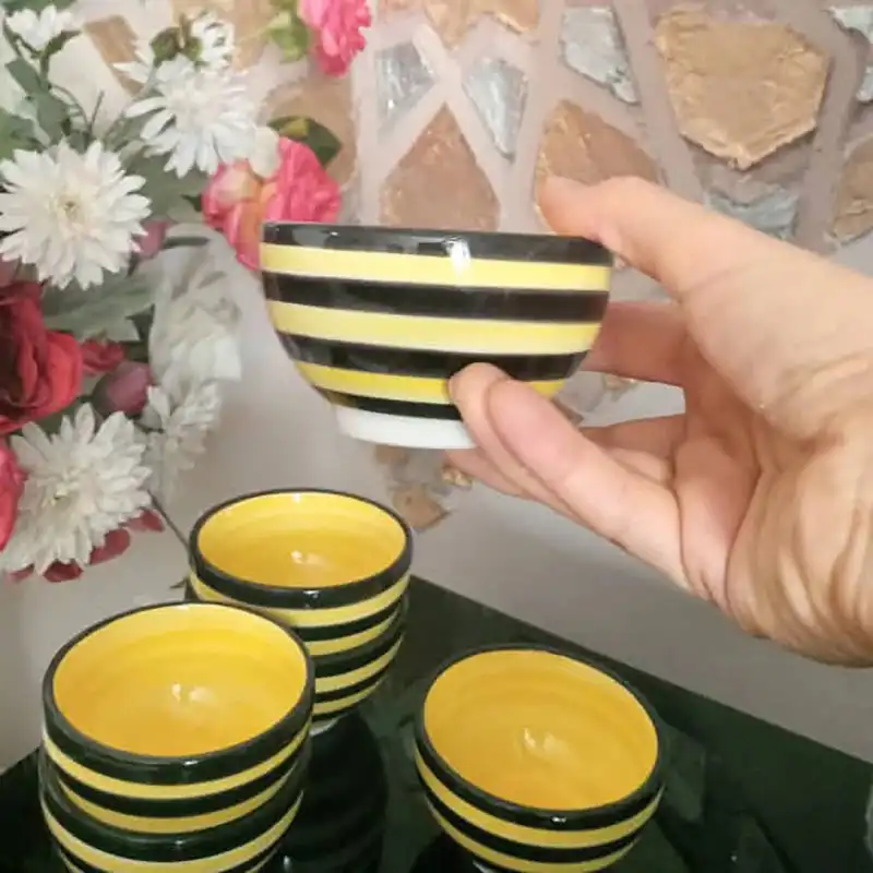 کاسه سرامیکی مدل ماست خوری طرح زنبوری کد ma6 بسته 6 عددی