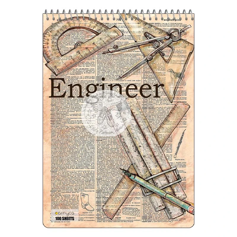 دفتر شطرنجی 100 برگ کارنیکا طرح روزنامه وینتج Vintage Newspaper کد 58503