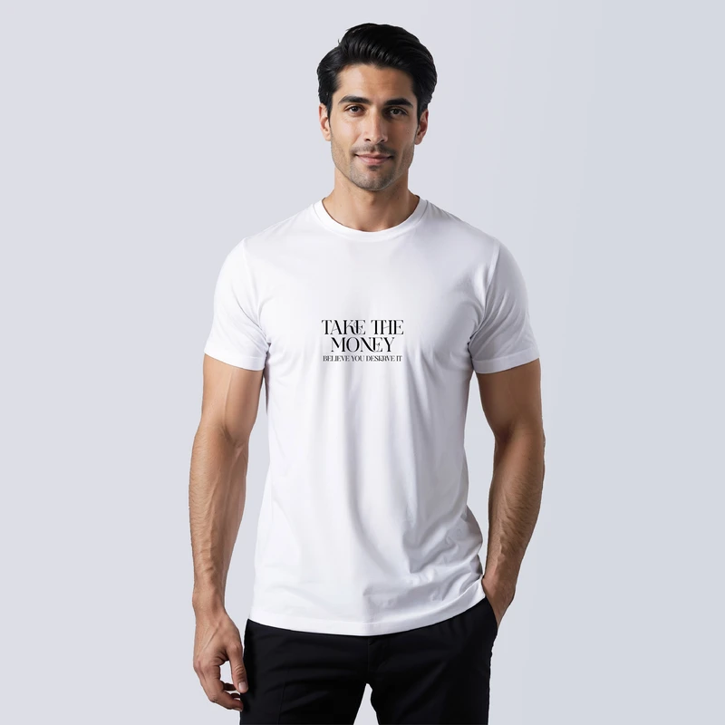 تی شرت آستین کوتاه مردانه مدل 14030703f رنگ سفید