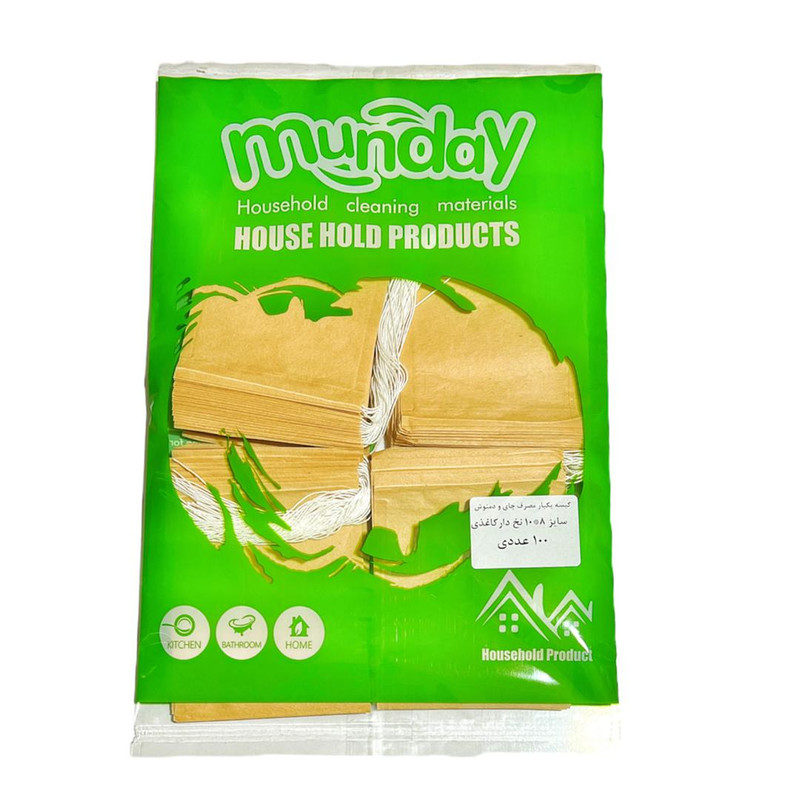 فیلتر چای و دمنوش مان دی مدل نخ دار کاغذی بسته 100 عددی