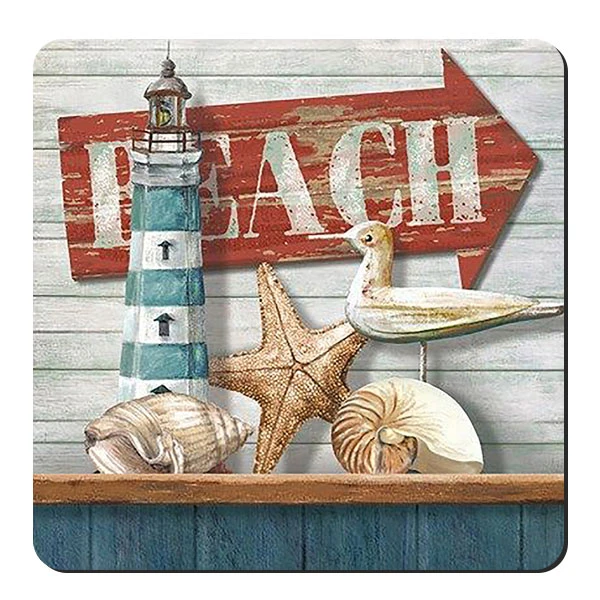  زیر لیوانی طرح صدف و ستاره و فانوس دریایی کد nzl482