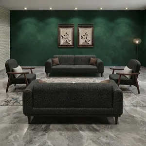 مبل راحتی 8 نفره با روکش پارچه و پایه چوب مدل دیبا 