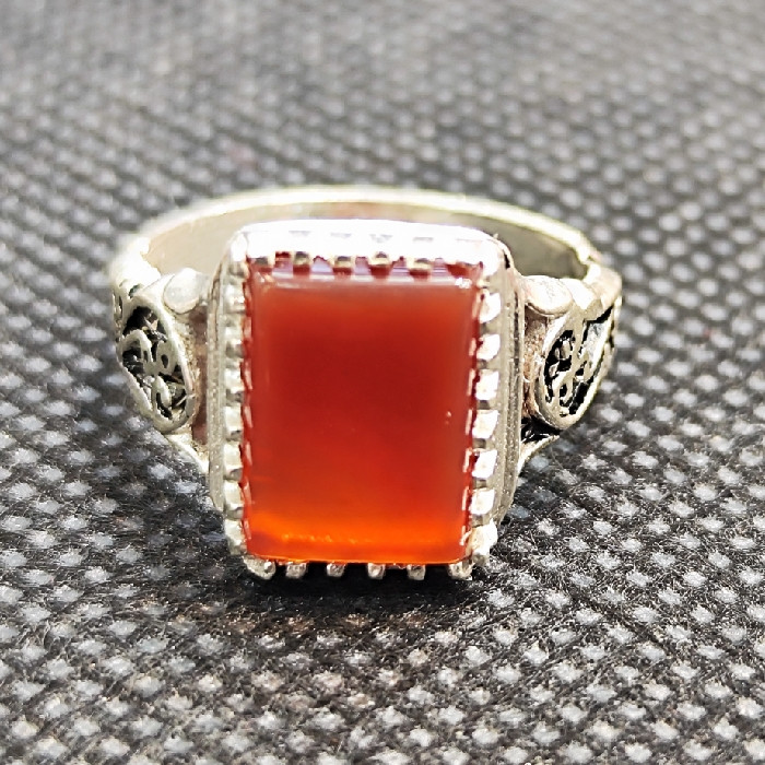 انگشتر نقره مردانه مدل سنگ عقیق کد 52