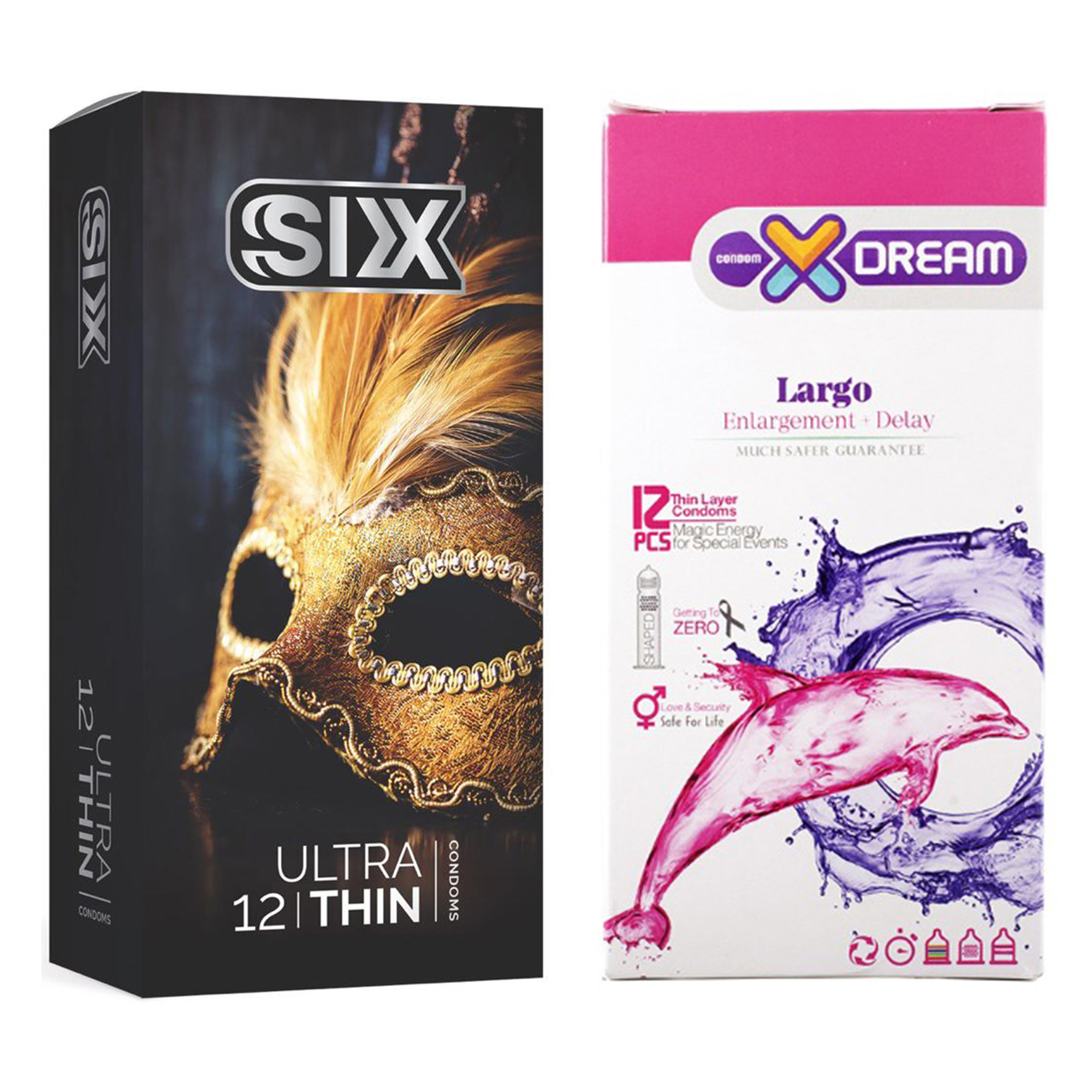  کاندوم سیکس مدل Ultra Thin بسته 12 عددی به همراه کاندوم ایکس دریم مدل Largo بسته 12 عددی