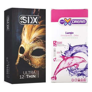 کاندوم سیکس مدل Ultra Thin بسته 12 عددی به همراه کاندوم ایکس دریم مدل Largo بسته 12 عددی