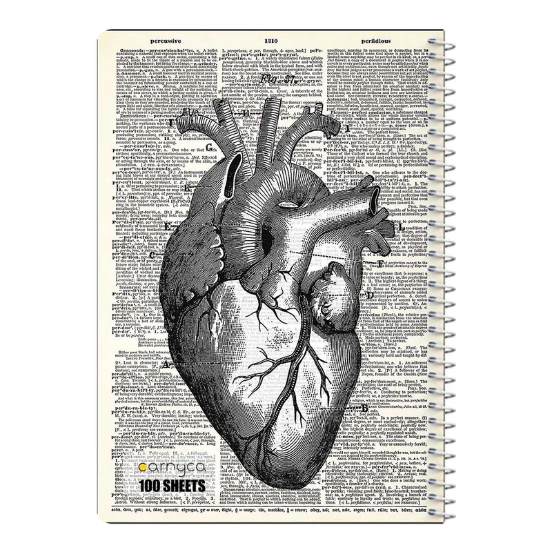 دفتر مشق 100 برگ سیمی کارنیکا طرح روزنامه وینتج قلب Vintage Newspaper Heart کد 61087