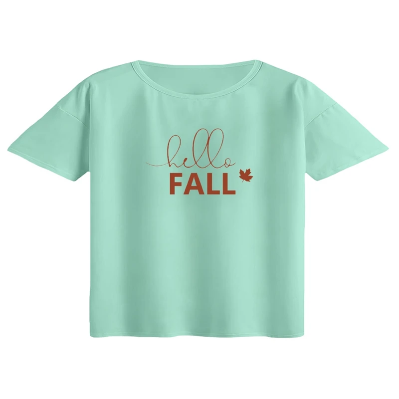 کراپ تی‌شرت آستین کوتاه زنانه مدل پاییز کد 9