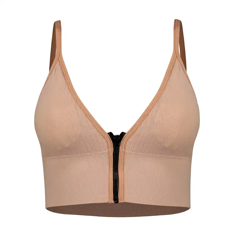 نیم تنه ورزشی زنانه ماییلدا مدل بدون فنر پددار جلو زیپ کد 4563 رنگ کالباسی