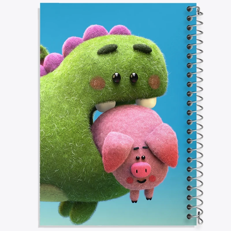 دفتر نت موسیقی 50 برگ خندالو مدل دایناسور و خوک کیوت کد F556